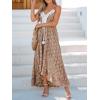 imageCUPSHE Womens Summer Dresses Sleeveless Lace Casual Tassel Beach Spaghetti Straps Flowy Maxi Sun DressBrown