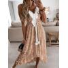 imageCUPSHE Womens Summer Dresses Sleeveless Lace Casual Tassel Beach Spaghetti Straps Flowy Maxi Sun DressBrown