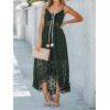 imageCUPSHE Womens Summer Dresses Sleeveless Lace Casual Tassel Beach Spaghetti Straps Flowy Maxi Sun DressDark Green