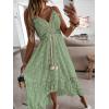 imageCUPSHE Womens Summer Dresses Sleeveless Lace Casual Tassel Beach Spaghetti Straps Flowy Maxi Sun DressGreen