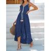 imageCUPSHE Womens Summer Dresses Sleeveless Lace Casual Tassel Beach Spaghetti Straps Flowy Maxi Sun DressRoyal Blue