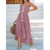 imageCUPSHE Womens Summer Dresses Sleeveless Lace Casual Tassel Beach Spaghetti Straps Flowy Maxi Sun DressRust Red