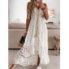 imageCUPSHE Womens Summer Dresses Sleeveless Lace Casual Tassel Beach Spaghetti Straps Flowy Maxi Sun DressWhite