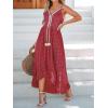 imageCUPSHE Womens Summer Dresses Sleeveless Lace Casual Tassel Beach Spaghetti Straps Flowy Maxi Sun DressWine