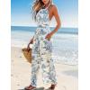 imageCUPSHE Womens Summer Jumpsuit Halter Casual Dressy Sleeveless One Piece Outfit Pockets Wide leg Pants RomperBlue Printed