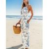 imageCUPSHE Womens Summer Jumpsuit Halter Casual Dressy Sleeveless One Piece Outfit Pockets Wide leg Pants RomperBlue Printed