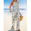 imageCUPSHE Womens Summer Jumpsuit Halter Casual Dressy Sleeveless One Piece Outfit Pockets Wide leg Pants RomperBlue Printed