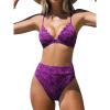 imageCUPSHE Bikini Set for Women Bathing Suit High Waisted Scalloped V Neck Two Pieces SwimsuitDark Plum Purple