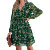imageCUPSHE Womens Mini Dresses Casual Spring V Neck Chiffon Long Peasant Sleeves Flowy Summer DressGreen Floral