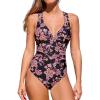 imageCUPSHE Womens One Piece Swimsuit Tummy Control Deep V Neck Double Straps Crisscross Back Tie Bathing SuitBlackDusty Rose Pink