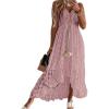 imageCUPSHE Womens Summer Dresses Sleeveless Lace Casual Tassel Beach Spaghetti Straps Flowy Maxi Sun DressPink