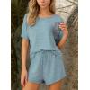 imageCUPSHE Short Sleeve Pajama Sets for Women Casual Crew Neck 2 Piece Lounge SetsBaby Blue
