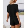 imageCUPSHE Short Sleeve Pajama Sets for Women Casual Crew Neck 2 Piece Lounge SetsBlack