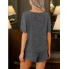 imageCUPSHE Short Sleeve Pajama Sets for Women Casual Crew Neck 2 Piece Lounge SetsDark Grey