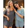 imageCUPSHE Short Sleeve Pajama Sets for Women Casual Crew Neck 2 Piece Lounge SetsDark Grey