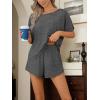 imageCUPSHE Short Sleeve Pajama Sets for Women Casual Crew Neck 2 Piece Lounge SetsDark Grey