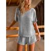 imageCUPSHE Short Sleeve Pajama Sets for Women Casual Crew Neck 2 Piece Lounge SetsGrey