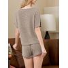 imageCUPSHE Short Sleeve Pajama Sets for Women Casual Crew Neck 2 Piece Lounge SetsKhaki