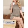 imageCUPSHE Short Sleeve Pajama Sets for Women Casual Crew Neck 2 Piece Lounge SetsKhaki
