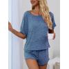 imageCUPSHE Short Sleeve Pajama Sets for Women Casual Crew Neck 2 Piece Lounge SetsPetal Blue