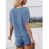 imageCUPSHE Short Sleeve Pajama Sets for Women Casual Crew Neck 2 Piece Lounge SetsPetal Blue