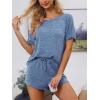 imageCUPSHE Short Sleeve Pajama Sets for Women Casual Crew Neck 2 Piece Lounge SetsPetal Blue