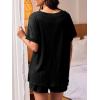 imageCUPSHE Short Sleeve Pajama Sets for Women Casual Crew Neck 2 Piece Lounge SetsXblack