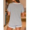imageCUPSHE Short Sleeve Pajama Sets for Women Casual Crew Neck 2 Piece Lounge SetsXgrey