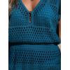 imageCUPSHE Women Crochet Swim Cover Up Short Sleeve V Neck Bathing Suit Beach Dress Summer Swimwear CoverupsBdeep Teal