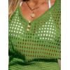 imageCUPSHE Women Crochet Swim Cover Up Short Sleeve V Neck Bathing Suit Beach Dress Summer Swimwear CoverupsGrass Green