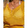 imageCUPSHE Women Crochet Swim Cover Up Short Sleeve V Neck Bathing Suit Beach Dress Summer Swimwear CoverupsYellow