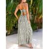 imageCUPSHE Womens Maxi Dress Floral Print Twisted V Neck Sleeveless Long Dress Summer Casual DressBlack Striped