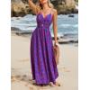 imageCUPSHE Womens Maxi Dress Floral Print Twisted V Neck Sleeveless Long Dress Summer Casual DressBlue Floral