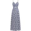 imageCUPSHE Womens Maxi Dress Floral Print Twisted V Neck Sleeveless Long Dress Summer Casual DressBlue Printed