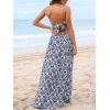 imageCUPSHE Womens Maxi Dress Floral Print Twisted V Neck Sleeveless Long Dress Summer Casual DressBlue Printed
