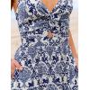 imageCUPSHE Womens Maxi Dress Floral Print Twisted V Neck Sleeveless Long Dress Summer Casual DressBlue Printed