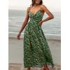 imageCUPSHE Womens Maxi Dress Floral Print Twisted V Neck Sleeveless Long Dress Summer Casual DressGreen Floral