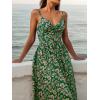 imageCUPSHE Womens Maxi Dress Floral Print Twisted V Neck Sleeveless Long Dress Summer Casual DressGreen Floral