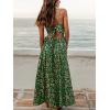 imageCUPSHE Womens Maxi Dress Floral Print Twisted V Neck Sleeveless Long Dress Summer Casual DressGreen Floral