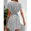 imageCUPSHE Womens Swimsuit Coverup Casual V Neck Beach Dress Short Sleeve Elastic Waist Swimwear Cover Ups 2025 BeachwearBlack  White