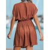 imageCUPSHE Womens Swimsuit Coverup Casual V Neck Beach Dress Short Sleeve Elastic Waist Swimwear Cover Ups 2025 BeachwearBurnt Orange