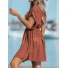 imageCUPSHE Womens Swimsuit Coverup Casual V Neck Beach Dress Short Sleeve Elastic Waist Swimwear Cover Ups 2025 BeachwearBurnt Orange