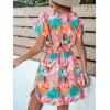 imageCUPSHE Womens Swimsuit Coverup Casual V Neck Beach Dress Short Sleeve Elastic Waist Swimwear Cover Ups 2025 BeachwearFlamingos