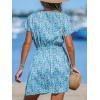 imageCUPSHE Womens Swimsuit Coverup Casual V Neck Beach Dress Short Sleeve Elastic Waist Swimwear Cover Ups 2025 BeachwearGreen Dot