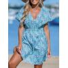 imageCUPSHE Womens Swimsuit Coverup Casual V Neck Beach Dress Short Sleeve Elastic Waist Swimwear Cover Ups 2025 BeachwearGreen Dot