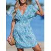 imageCUPSHE Womens Swimsuit Coverup Casual V Neck Beach Dress Short Sleeve Elastic Waist Swimwear Cover Ups 2025 BeachwearGreen Dot