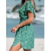 imageCUPSHE Womens Swimsuit Coverup Casual V Neck Beach Dress Short Sleeve Elastic Waist Swimwear Cover Ups 2025 BeachwearGreen01