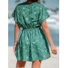 imageCUPSHE Womens Swimsuit Coverup Casual V Neck Beach Dress Short Sleeve Elastic Waist Swimwear Cover Ups 2025 BeachwearGreen01