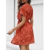 imageCUPSHE Womens Swimsuit Coverup Casual V Neck Beach Dress Short Sleeve Elastic Waist Swimwear Cover Ups 2025 BeachwearOrange