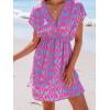 imageCUPSHE Womens Swimsuit Coverup Casual V Neck Beach Dress Short Sleeve Elastic Waist Swimwear Cover Ups 2025 BeachwearOrpurple